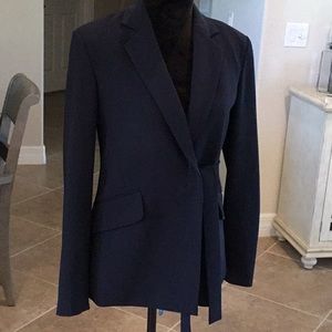 Theory side tie blazer, size 6, navy blue